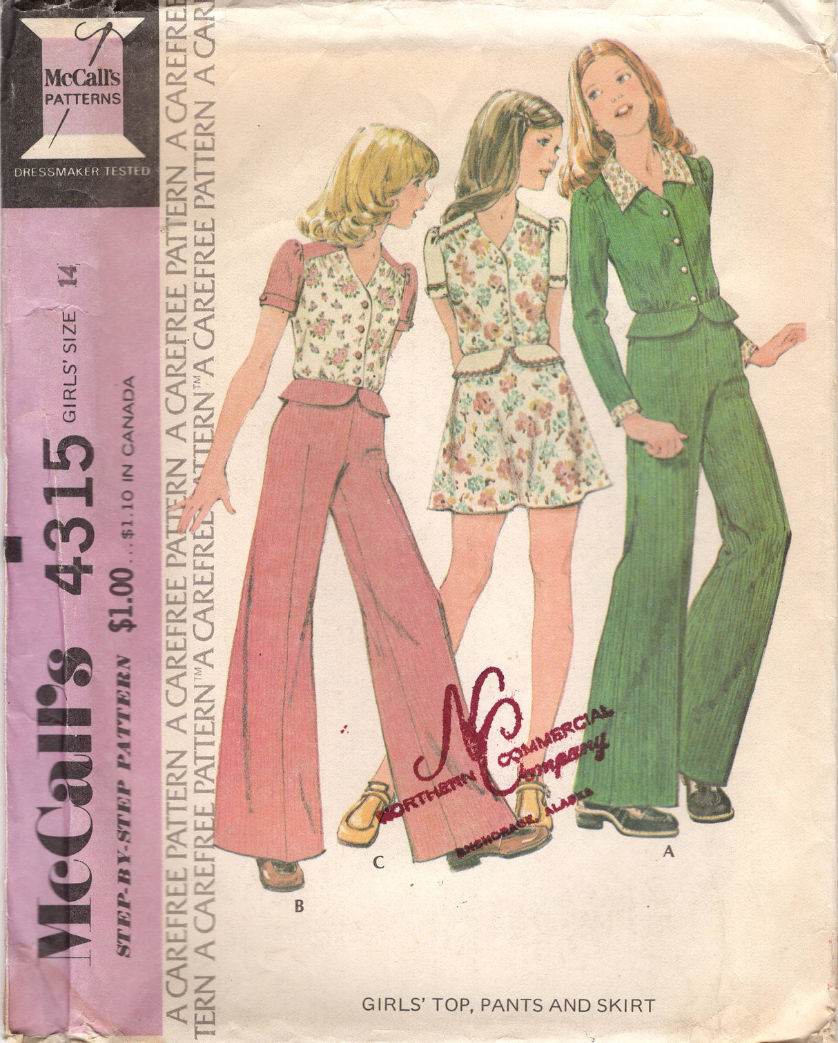 1970's McCall's Child's Fitted Peplum Blouse and Pants or Skirt Pattern - Chest 32" - No. 4315