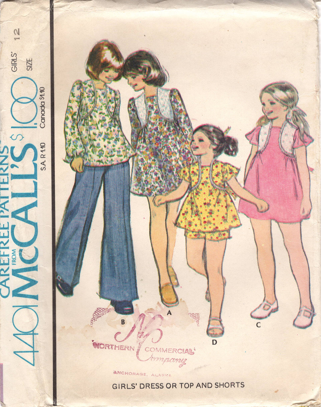 1970's McCall's Child's Yoked Blouse or Dress and Shorts Pattern - Chest 30