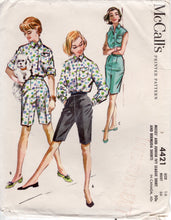 1950's McCall's Ivy League Button-up Blouse and Bermuda Shorts Pattern - Bust 36" - No. 4421