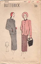 1940's Butterick Boxy Suit Jacket Pattern with Slim Skirt - Bust 36" - No. 4448