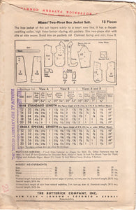 1940's Butterick Boxy Suit Jacket Pattern with Slim Skirt - Bust 36" - No. 4448