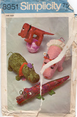 1970's Simplicity Dog, Hippo and Alligator Stuffed Animal Pattern - No. 8951