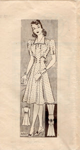 1940's Anne Adams Raised Waistline Dress Pattern - Bust 32" - No. 4507