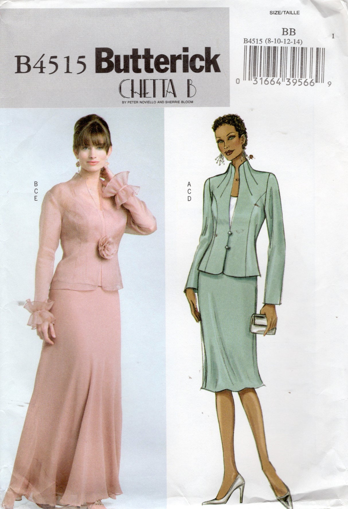 2000's Butterick Princess Line Fitted Jacket, Top and Skirt Pattern - Chetta B - Bust 31.5-36" - No. 4515