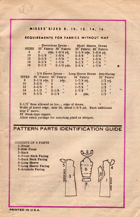 1970's Marian Martin Sheath Dress Pattern with Side Accent Panels - Bust 31.5" - No. 9275