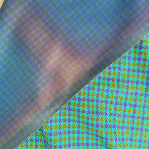 1970’s Blue, Purple and Avocado Houndstooth Acrylic Backed Fabric - BTY