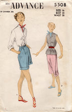 1950's Advance High Waisted Shorts and Pants, and Button up Shirt Pattern - Bust 34" - No. 5508
