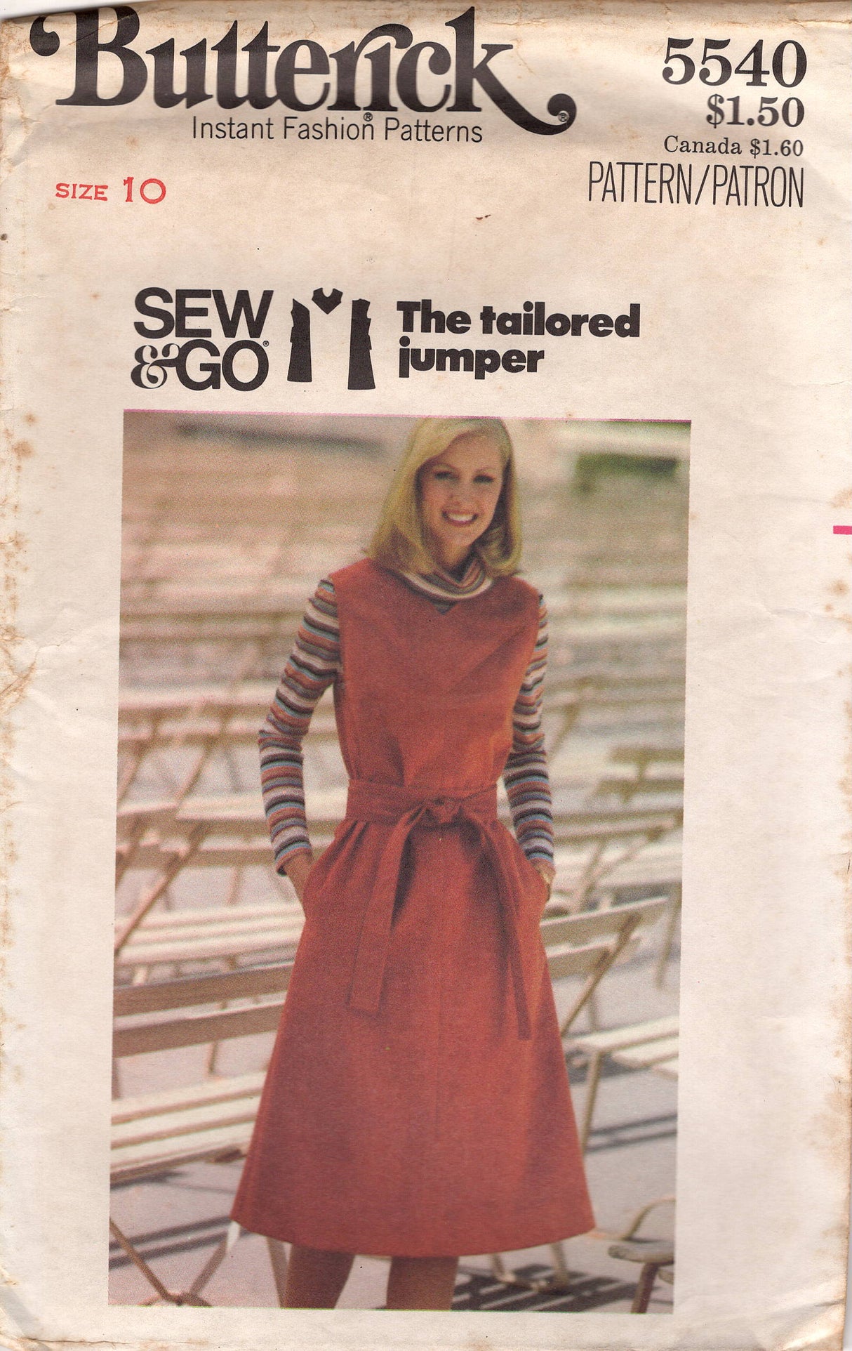 1970's Butterick Yoked Jumper Dress Pattern - Bust 32.5" - No. 5540