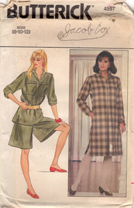 1980's Butterick Button Up Shirt or Tunic with Large Pockets, and Culottes pattern - Bust 31.5-34" - No. 4597