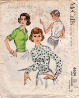 1950's McCall's Button Up Blouse with Peplum Pattern - Bust 36" - No. 4604
