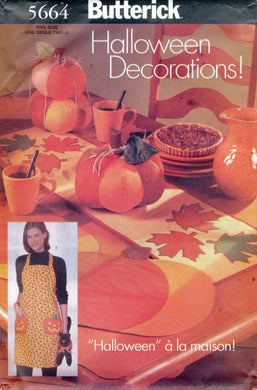 1990's Butterick Pumpkin and Halloween Home Decorations Pattern - UC/FF - No. 5664