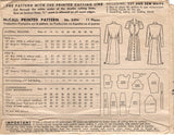 1940's McCall's Button Front Dress Pattern with Tucked Shoulders - Bust 34" - No. 5494