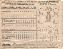 1940's McCall's Button Front Dress Pattern with Tucked Shoulders - Bust 34" - No. 5494