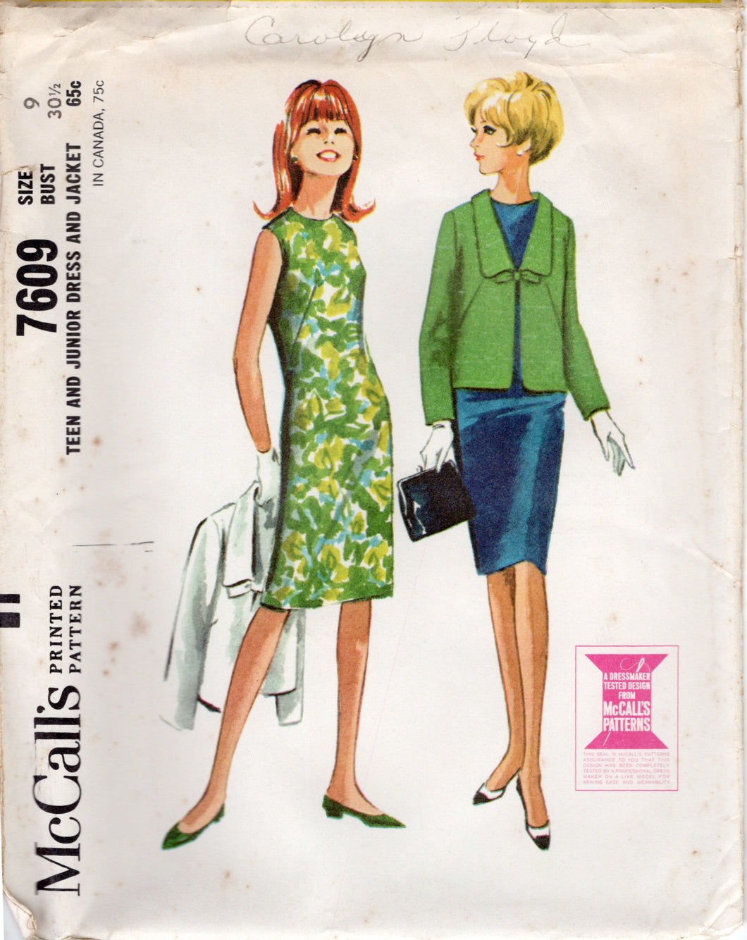 1960's McCall's One Piece Dress and Boxy Jacket Pattern - Bust 30.5