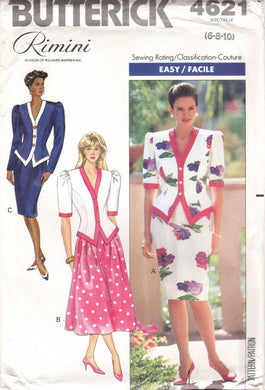 1990's Butterick with Rimini Button Front Top with Princess seams and Pencil or Flared Skirt Pattern- Bust 30.5-32.5