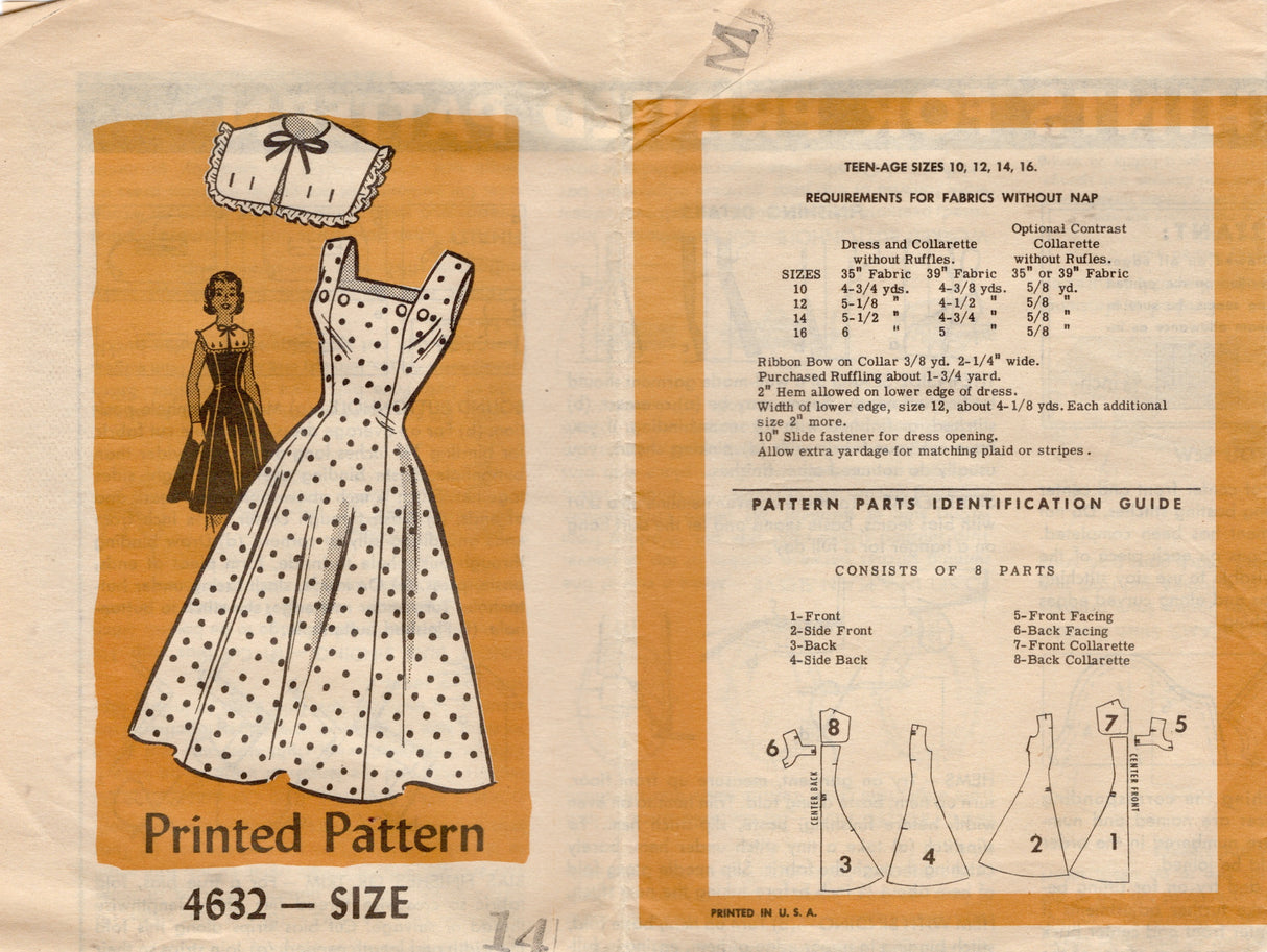 1950's Anne Adams Square Neckline Princess Line Dress Pattern with But Backroom Finds 1950's Anne Adams Square Neckline Princess Line Dress Pattern with But Backroom Finds