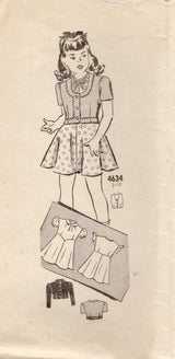 1940's Mail Order Child's Dress and Bolero Jacket Pattern - Chest 24" - No. 4634