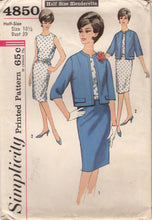 1960's Simplicity Sleeveless Blouse, Pencil Skirt and Boxy Jacket pattern - Bust 39" - No. 4850
