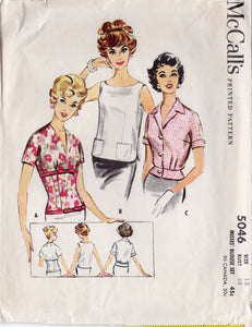 1950's McCall's Blouse in Three Styles - Bust 38" - No. 5046