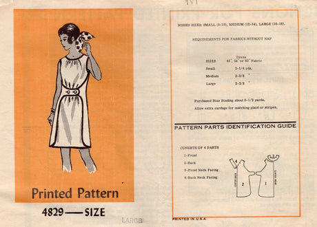 1970's Anne Adams Wrap Dress Pattern with Button Front Closure - Bust 38-40" - No. 4829