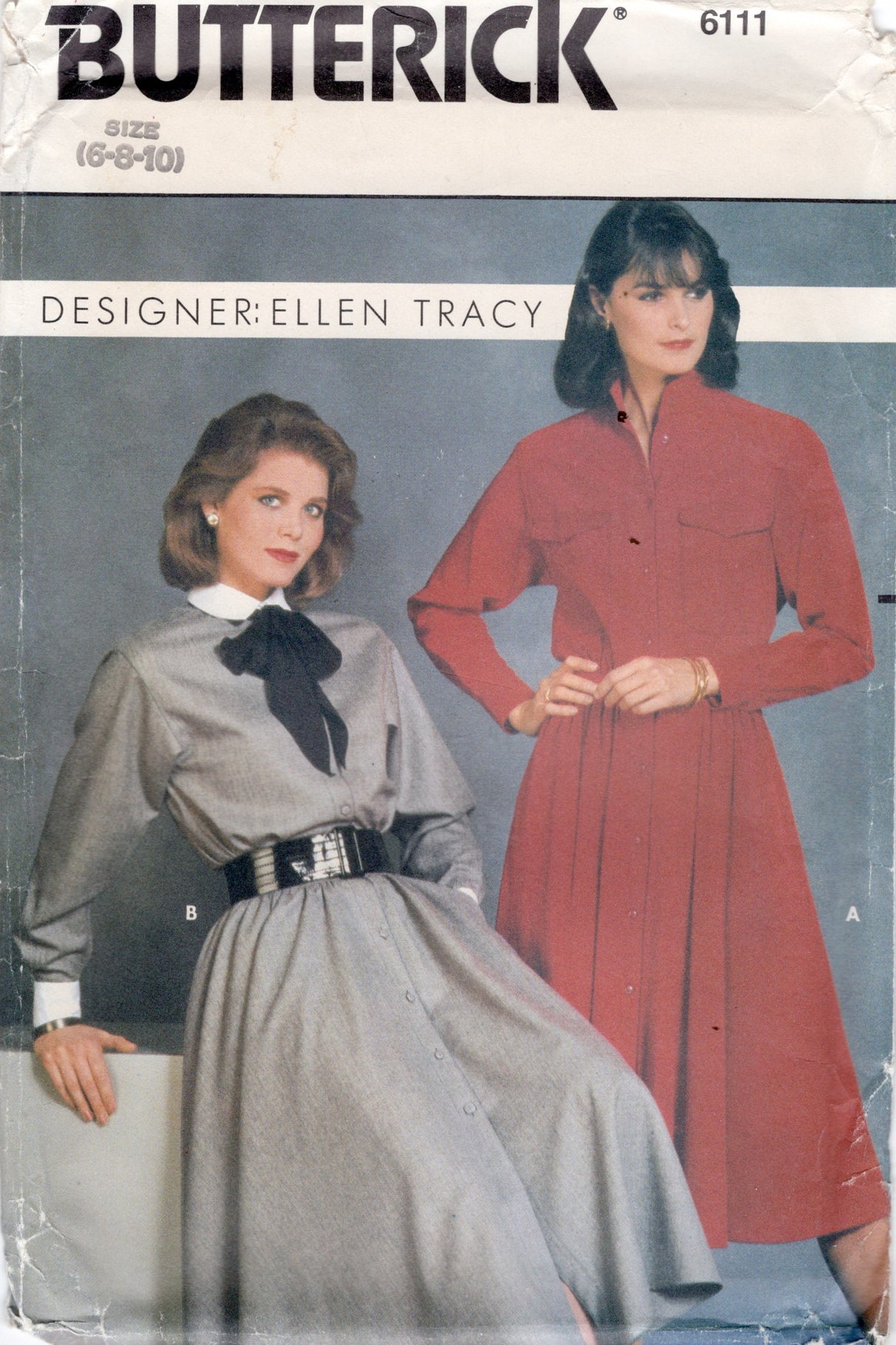 1980's Butterick Shirtwaist Button Up Dress Pattern - Bust 30.5-32.5" - No. 6111