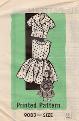 1950's Mail Order Child's Fit and Flare Dress and Double Breasted Jacket Pattern - Chest 21" - No. 9083