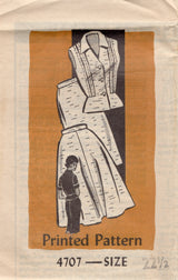 1960's Mail Order Peplum Button Up Blouse and Slim or Flared Skirt Pattern - Bust 43" - No. 4707