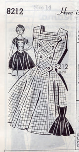 1960's Patt-O-Rama One Piece Dress with Double Breasted Front Panel - Bust 34" - No. 8212