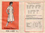 1970's Mail Order Front Accent Panel Dress Pattern - Bust 33" - No. 4724