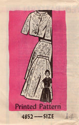1960's Anne Adams Cropped Jacket and Skirt in Two Styles Pattern  - Bust 36" - No. 4852