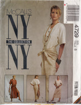 1990's McCall's Shirtwaist Dress with optional Wrap Skirt extensions - Bust 31.5" - No. 4729