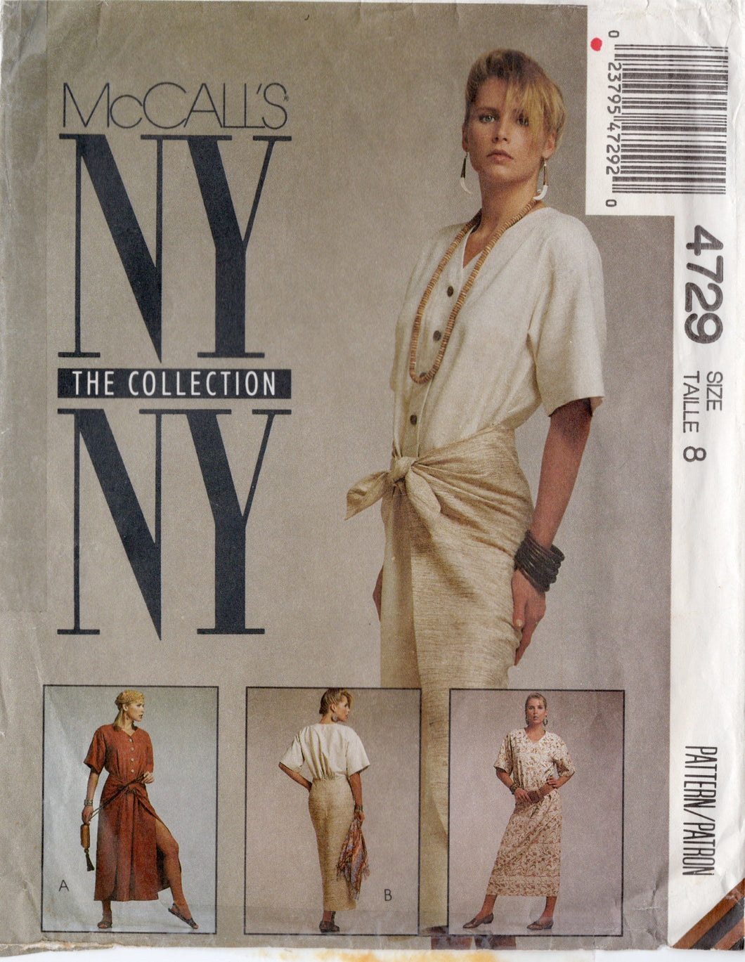 1990's McCall's Shirtwaist Dress with optional Wrap Skirt extensions - Bust 31.5