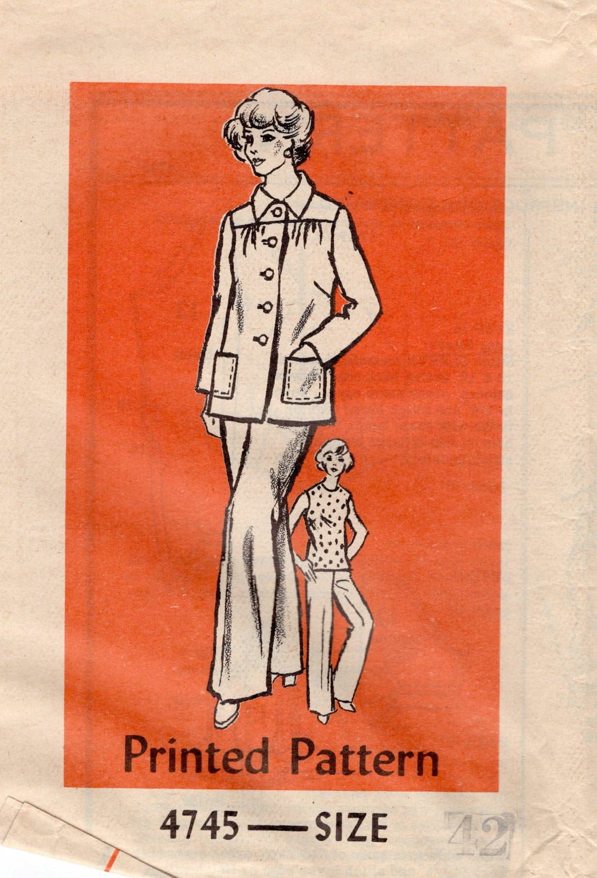 1970's Mail Order Blouse, Jacket and Pants pattern - Bust 46" - No. 4745