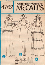 1970's McCall's Empire Waist Dress or Tunic and High Waisted Pants Pattern - Bust 32.5" - No. 4762