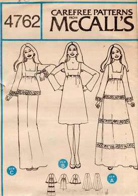 1970's McCall's Empire Waist Dress or Tunic and High Waisted Pants Pattern - Bust 32.5