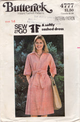 1970’s Butterick Softly Sashed Dress Pattern- Bust  36” - No. 4777
