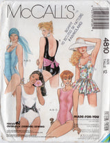 1990's McCall's Low Back Swimsuit and Swim Skirt Pattern - Bust 34" - No. 4810