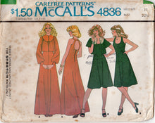 1970's McCall's Thin Strap Midi or Maxi Dress with Keyhole Back and Yoked Jacket pattern - Bust 32.5" - No. 4836