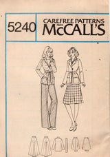 1970's McCall's Unlined Sweater Jacket, Skirt and Pants pattern  - Bust 42" - No. 5240