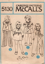 1970's McCall's Child's Pullover Dress and Pants pattern  - Chest 23-25" - No. 5130