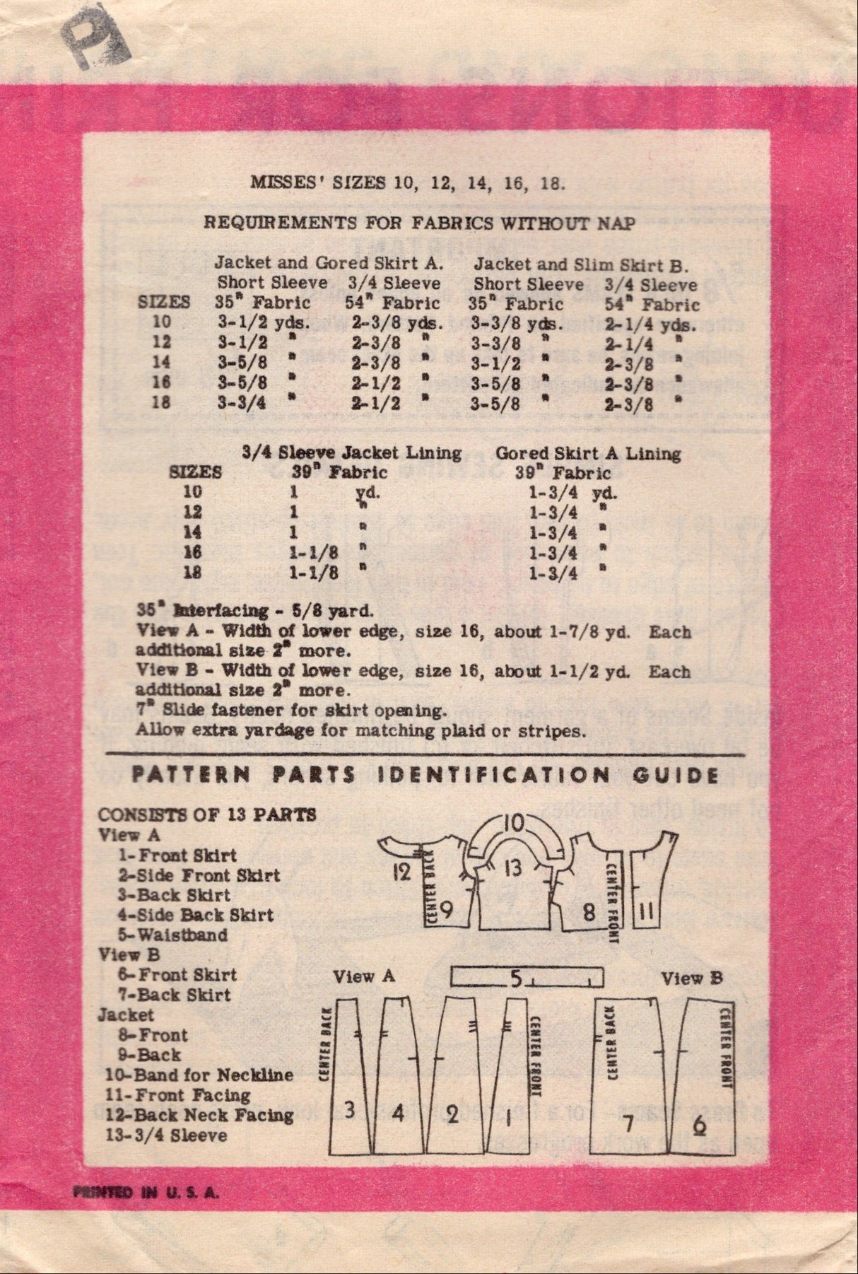 1960's Anne Adams Cropped Jacket and Skirt in Two Styles Pattern  - Bust 36" - No. 4852