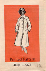 1970's Anne Adams Single Breasted Coat with Raglan Sleeves pattern - Bust 38" - No. 4860