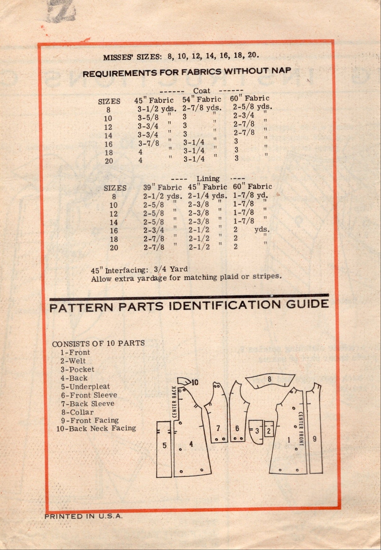 1970's Anne Adams Single Breasted Coat with Raglan Sleeves pattern - Bust 38" - No. 4860