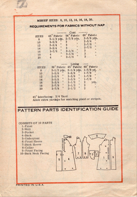 1970's Anne Adams Single Breasted Coat with Raglan Sleeves pattern - Bust 38" - No. 4860