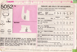 1970's Simplicity Child's Jiffy Crossover Dress and Bloomers - Chest 23" - No. 5052