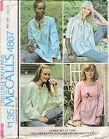 1970's McCall's Yoked Blouses with additional cut lines to make Maternity - Bust 30.5-38" - No. 4867