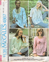 1970's McCall's Yoked Blouses with additional cut lines to make Maternity - Bust 30.5-38" - No. 4867
