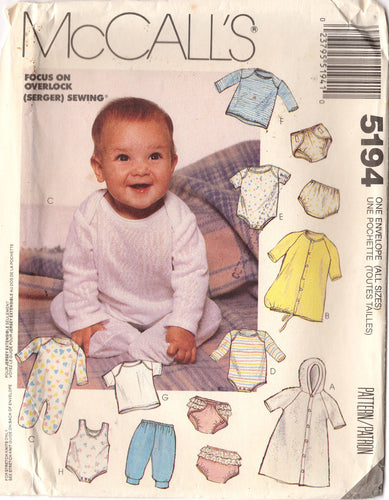 1990’s McCall's Baby's Layette - NB -18m - No. 5194