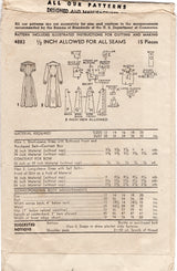 1940's Advance Button Up Dress Pattern with Large Yoke - Bust 38" - No. 4883