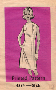 1960's Anne Adams Shift Dress with Accent panel - Bust 32" - No. 4884